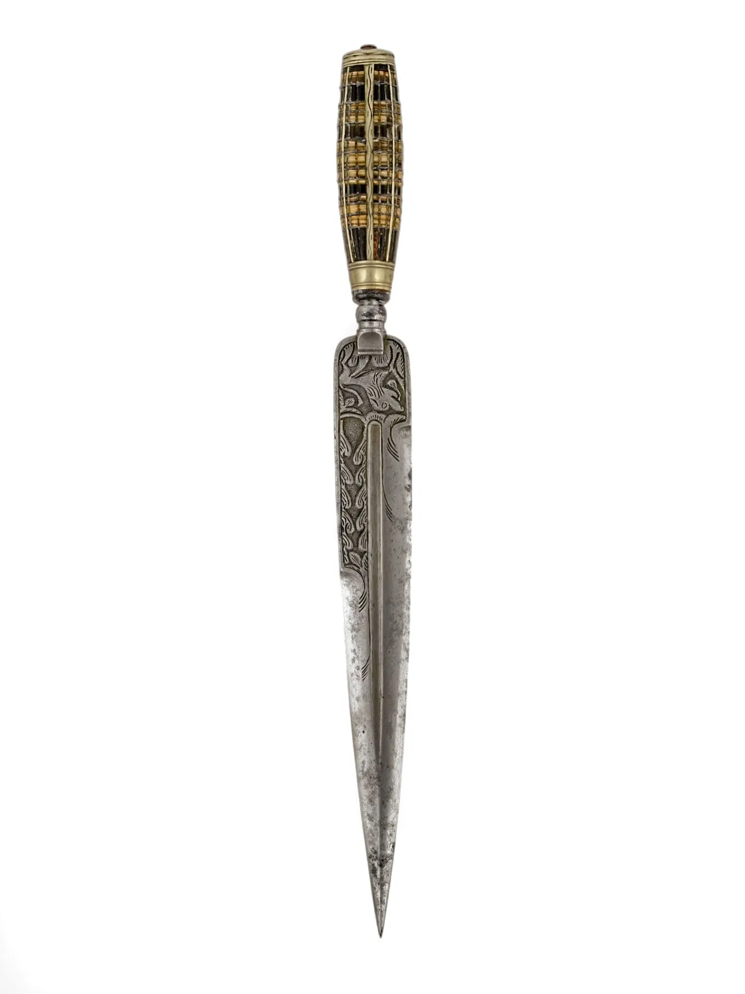 A SOUTH ITALIAN HUNTING DAGGER WITH CARVED HORN GRIP, 19TH C.