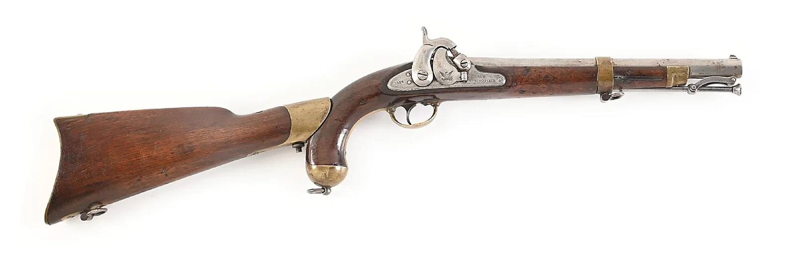 (A) SPRINGFIELD MODEL 1855 PERCUSSION PISTOL-CARBINE WITH STOCK.