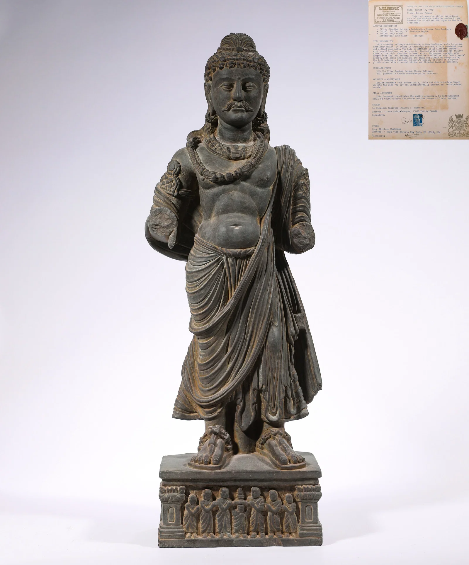 A STANDING STATUE OF A BODHISATTVA IN THE STYLE OF GANDHARA FROM THE 3RD CENTURY