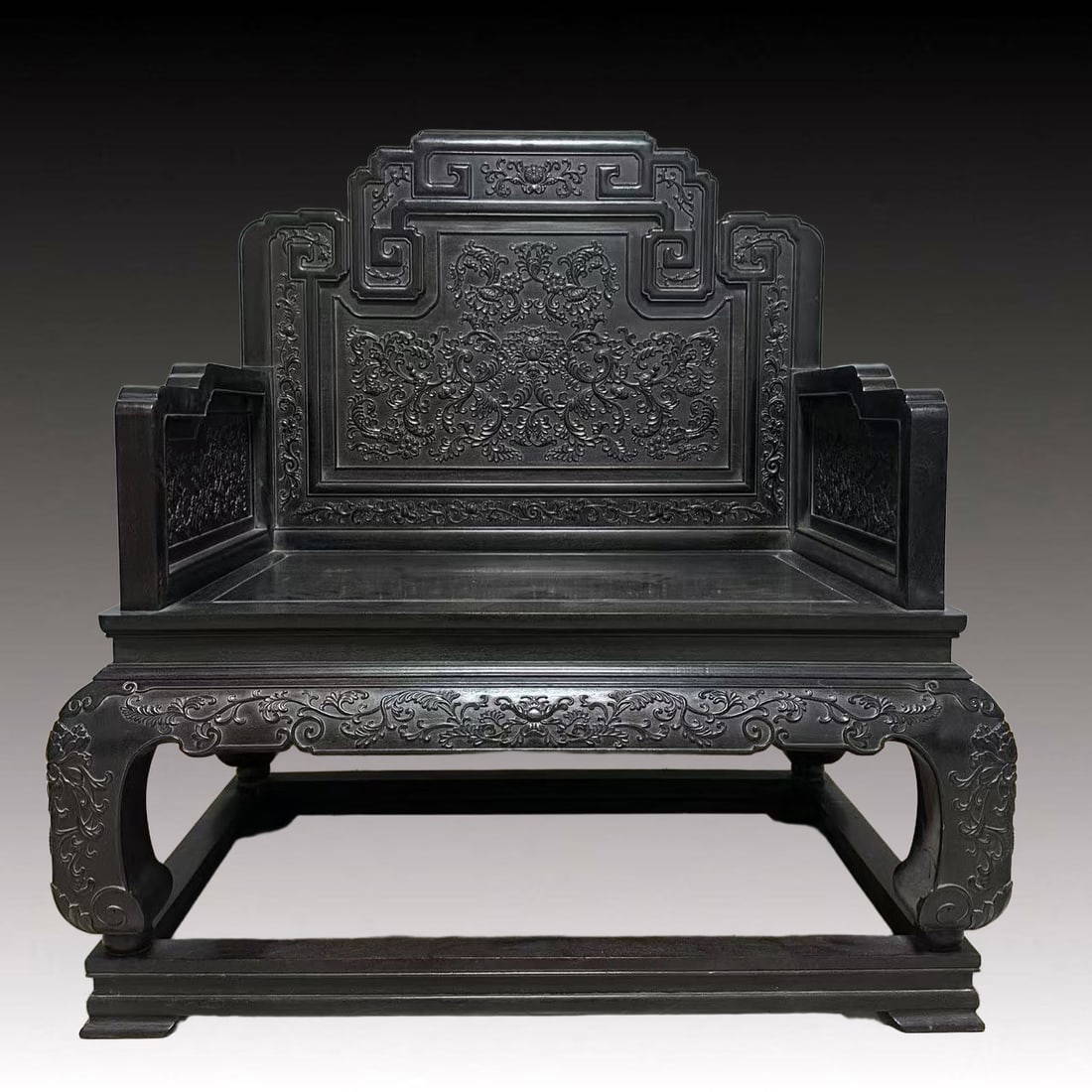 A Stunning Zitanwood Lotus Pattern Throne