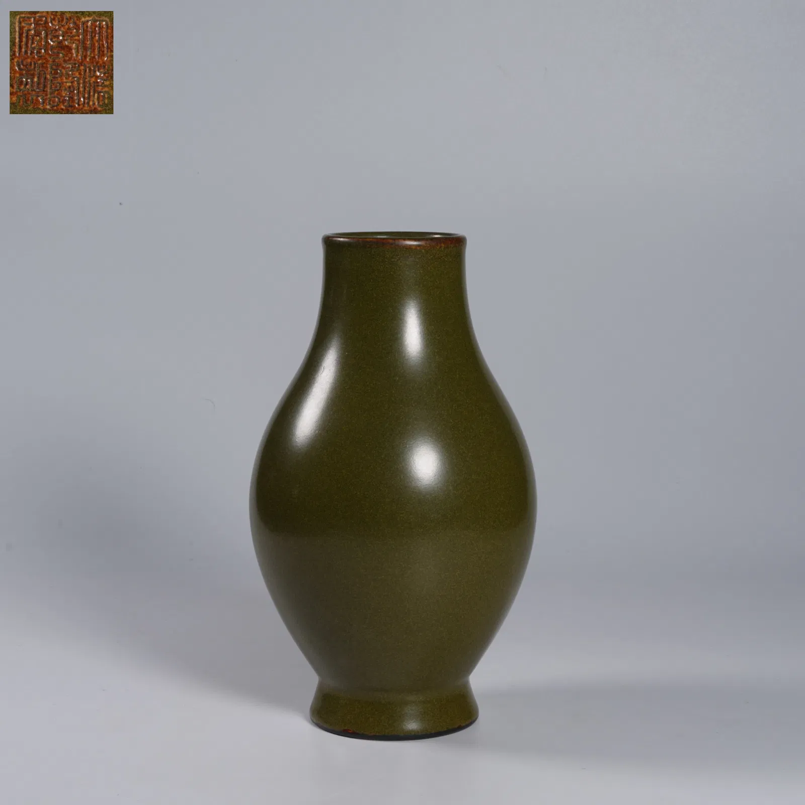 A "TEA-DUST" GLAZED OLIVE-SHAPED VASE