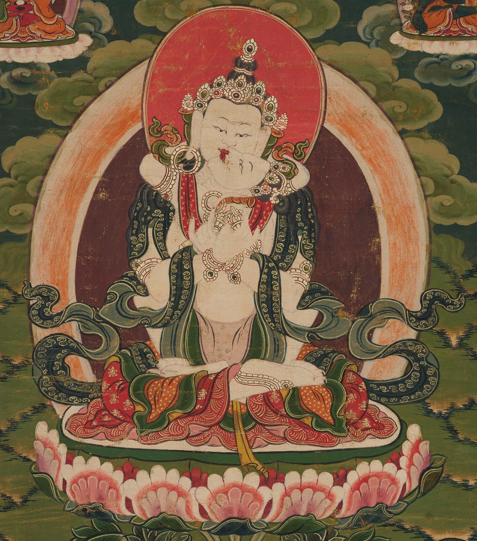 A THANGKA OF VAJRASATTVA AND CONSORT, TIBET, 19TH CENTURY