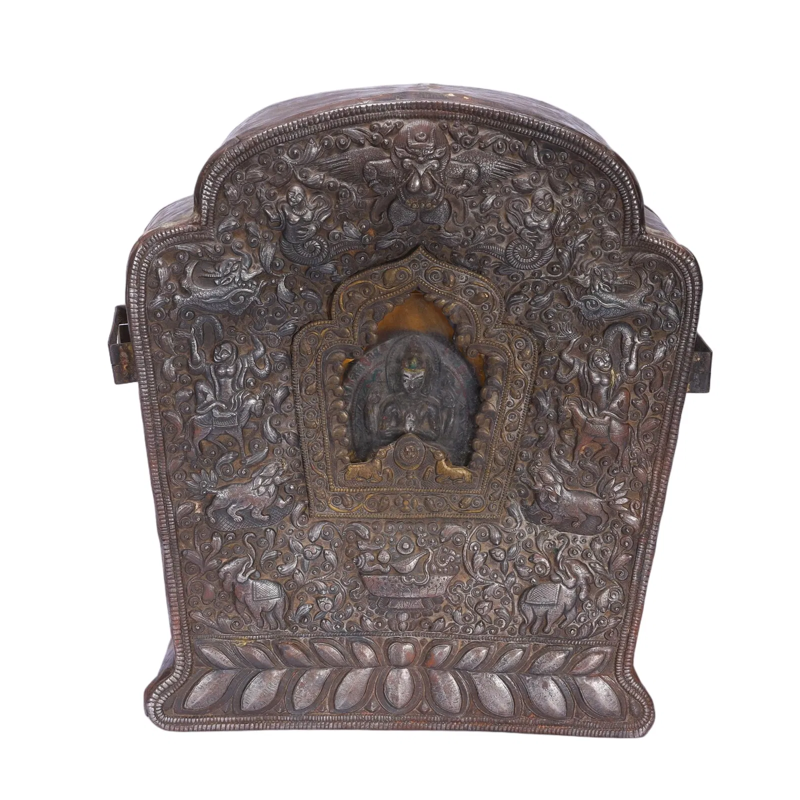A TIBETAN BRONZE SHRINE GAU