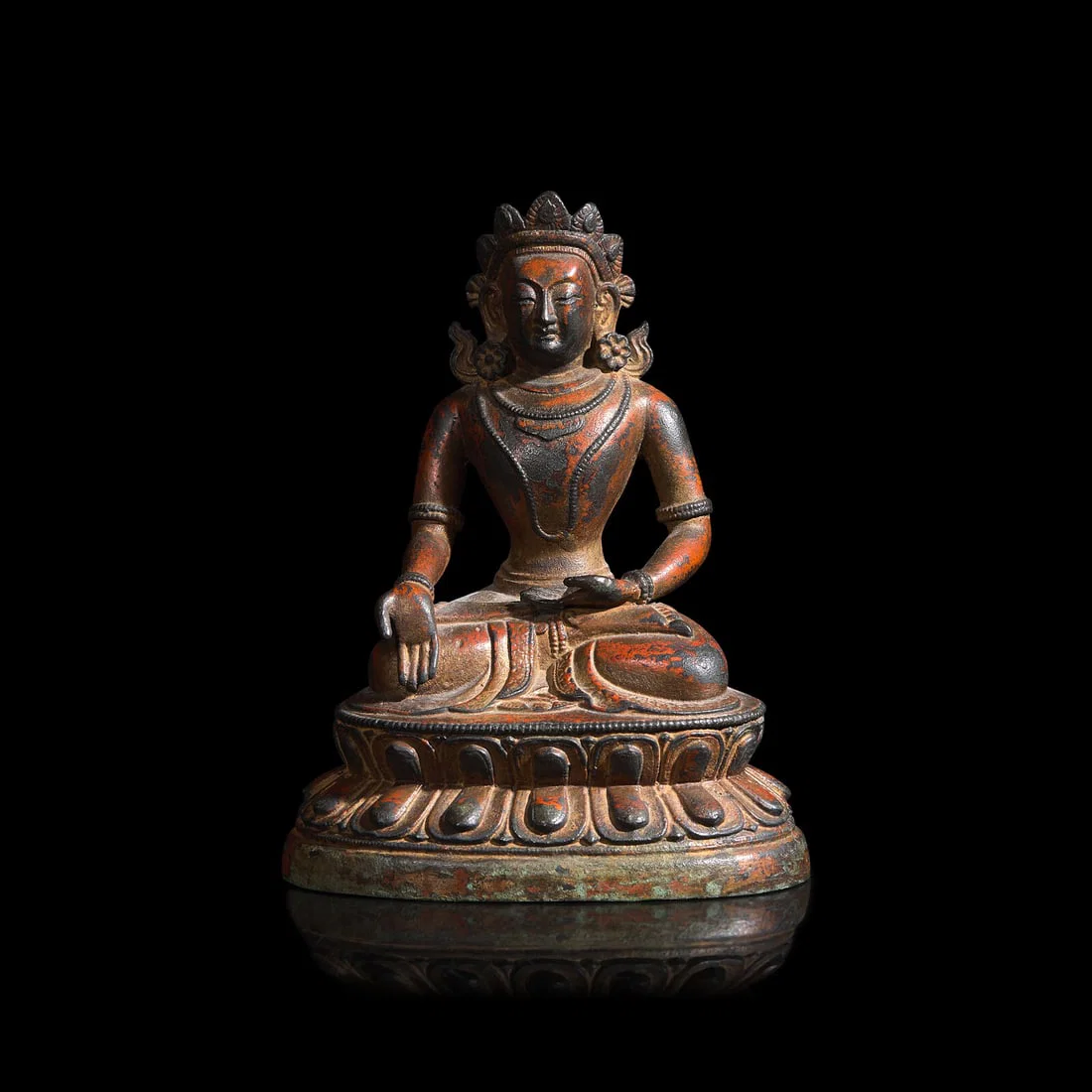 A Tibeto-Chinese Bronze Figure of Seated Baisajyaguru 藏漢銅藥師