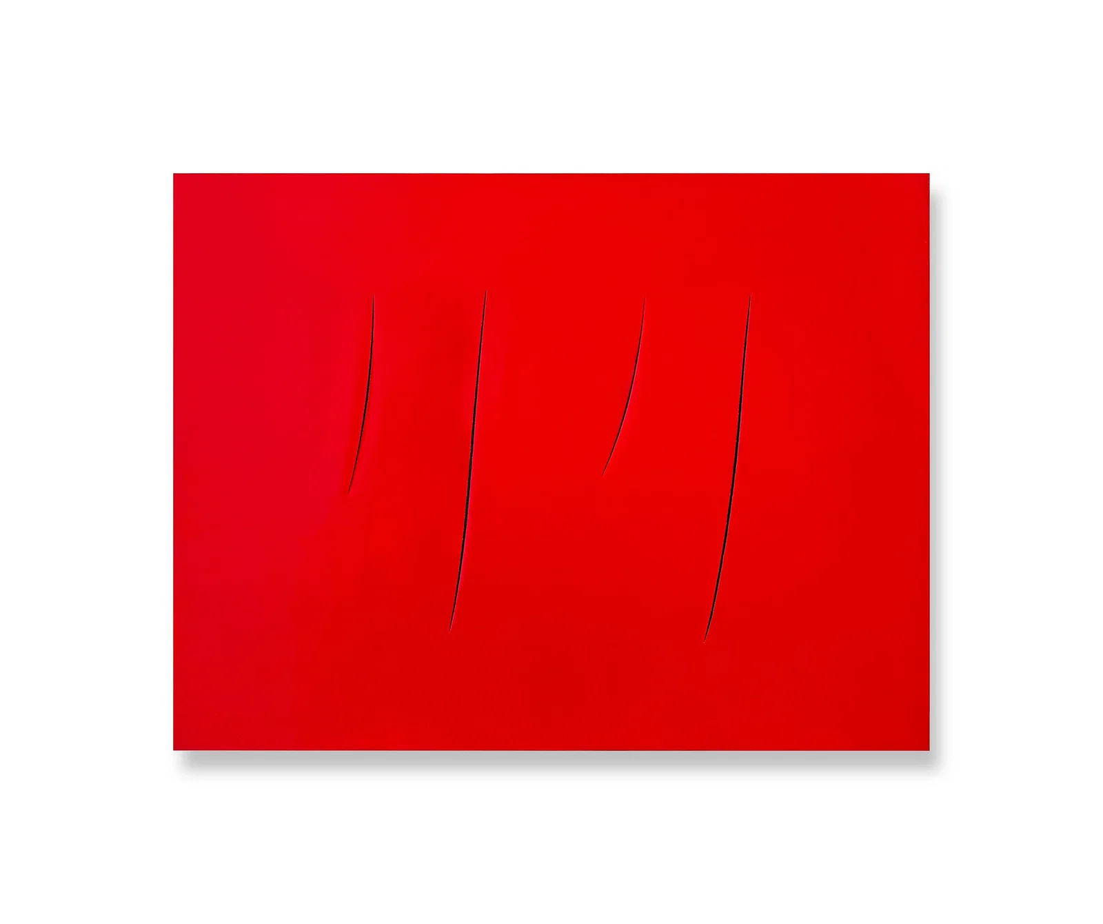 A WATERPAINT PAINTING ON CANVAS WITH THE MARK OF LUCIO FONTANA