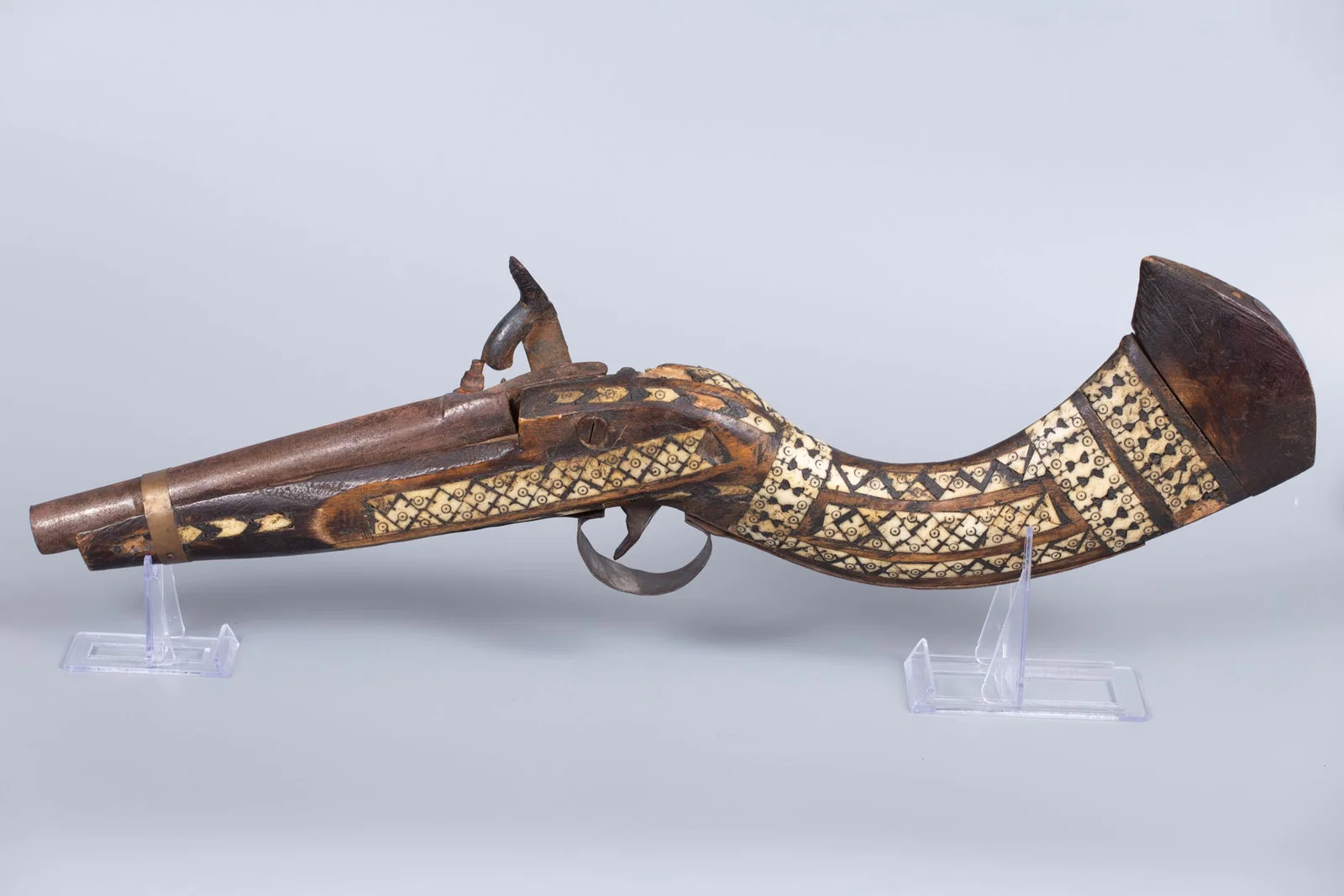 A Wood Organic Material and Exotic Wood Inlay Blunderbuss, Afghanistan, 18th Century