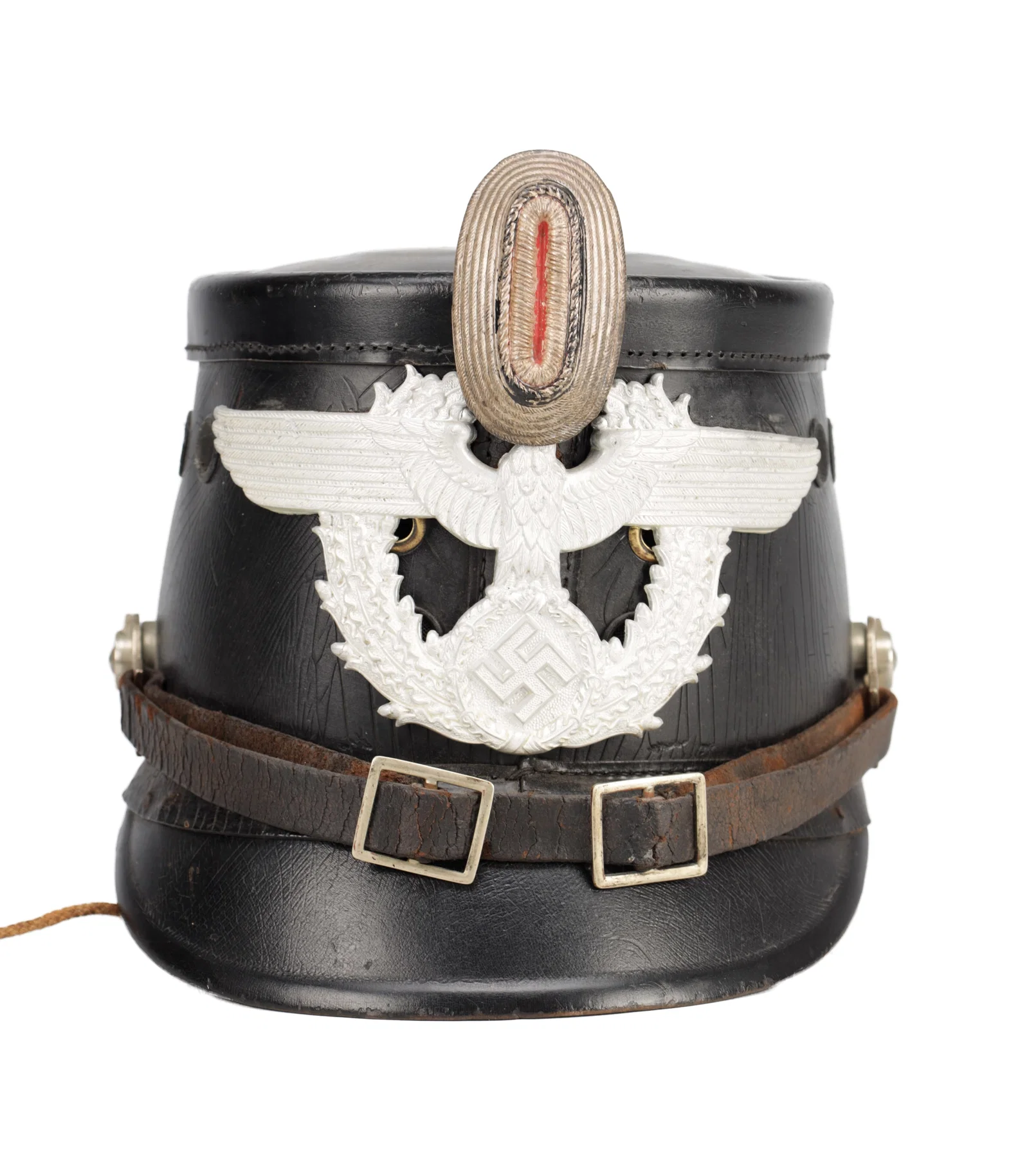 A WWII GERMAN POLICE SHAKO HELMET