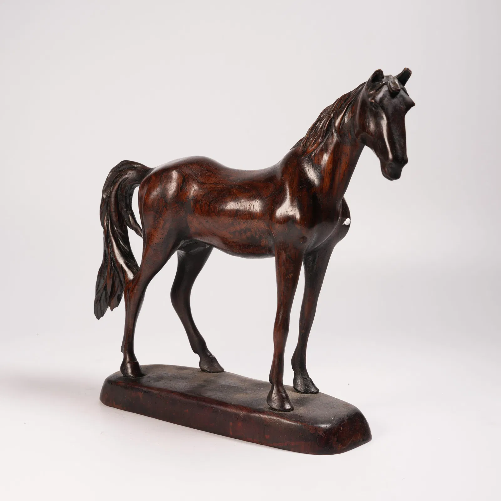 A ZITAN HORSE FIGURINE