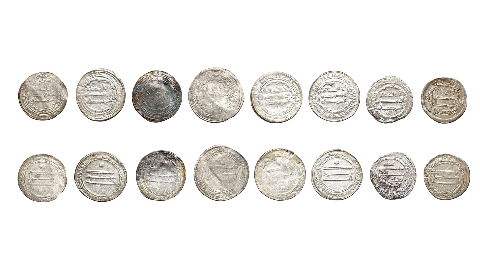ABBASID, TEMP. AL-MA'MUN (198â€“218AH/ 813â€“833AD), EIGHT SILVER DIRHAMS, DATED