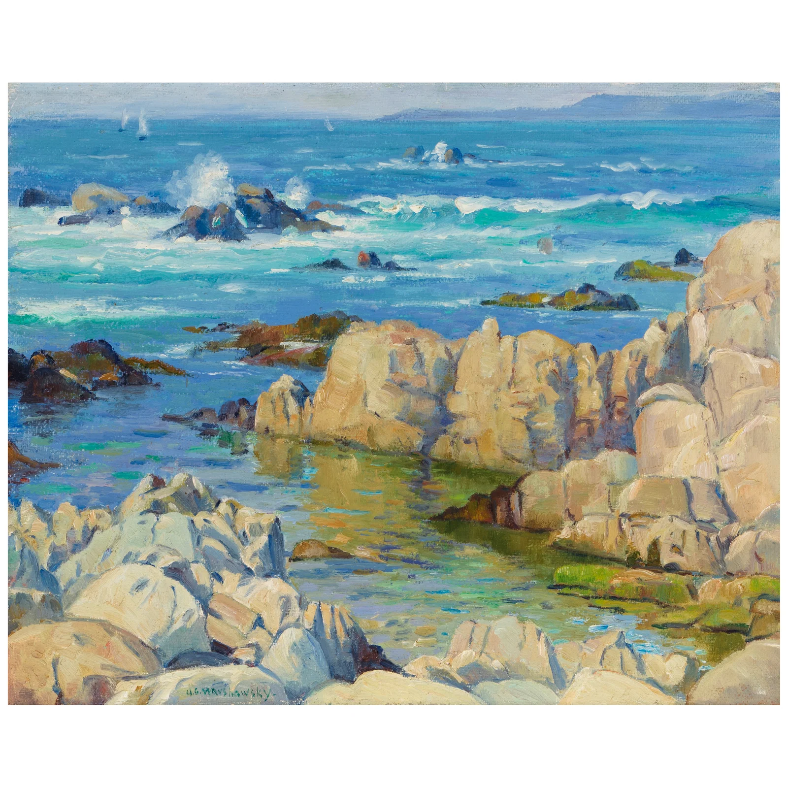 ABEL GEORGE WARSHAWSKY (1883-1962) Carmel Bay 16 x 20 in.