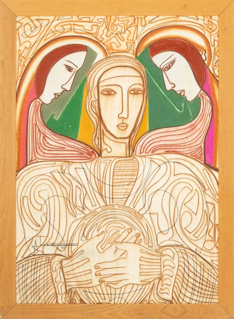Abiezer Agudelo Abstract Figures Mixed Media, 1998