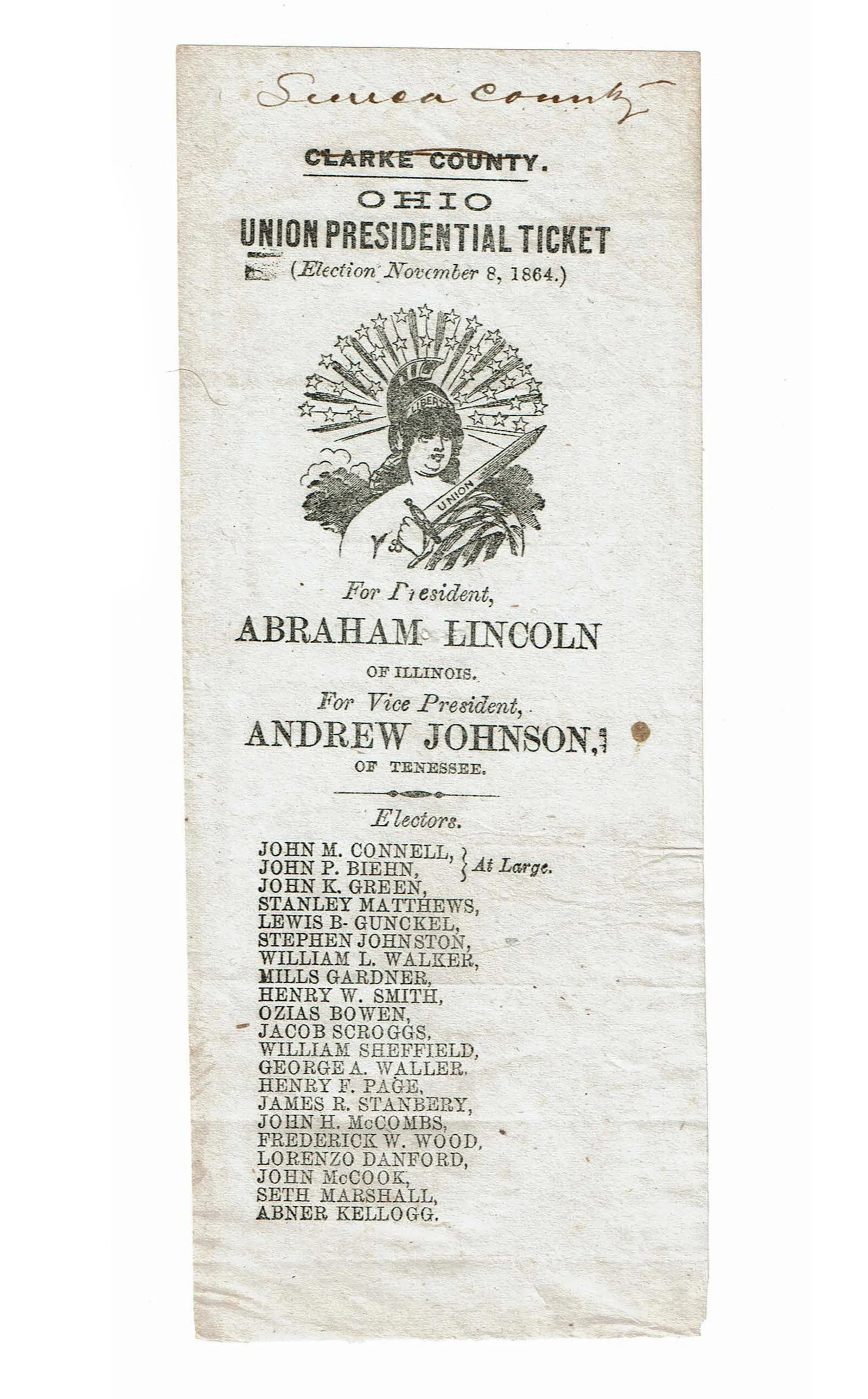 Abraham Lincoln for President in 1864! A Soldier's Used Mail-In Ballot from Ohio