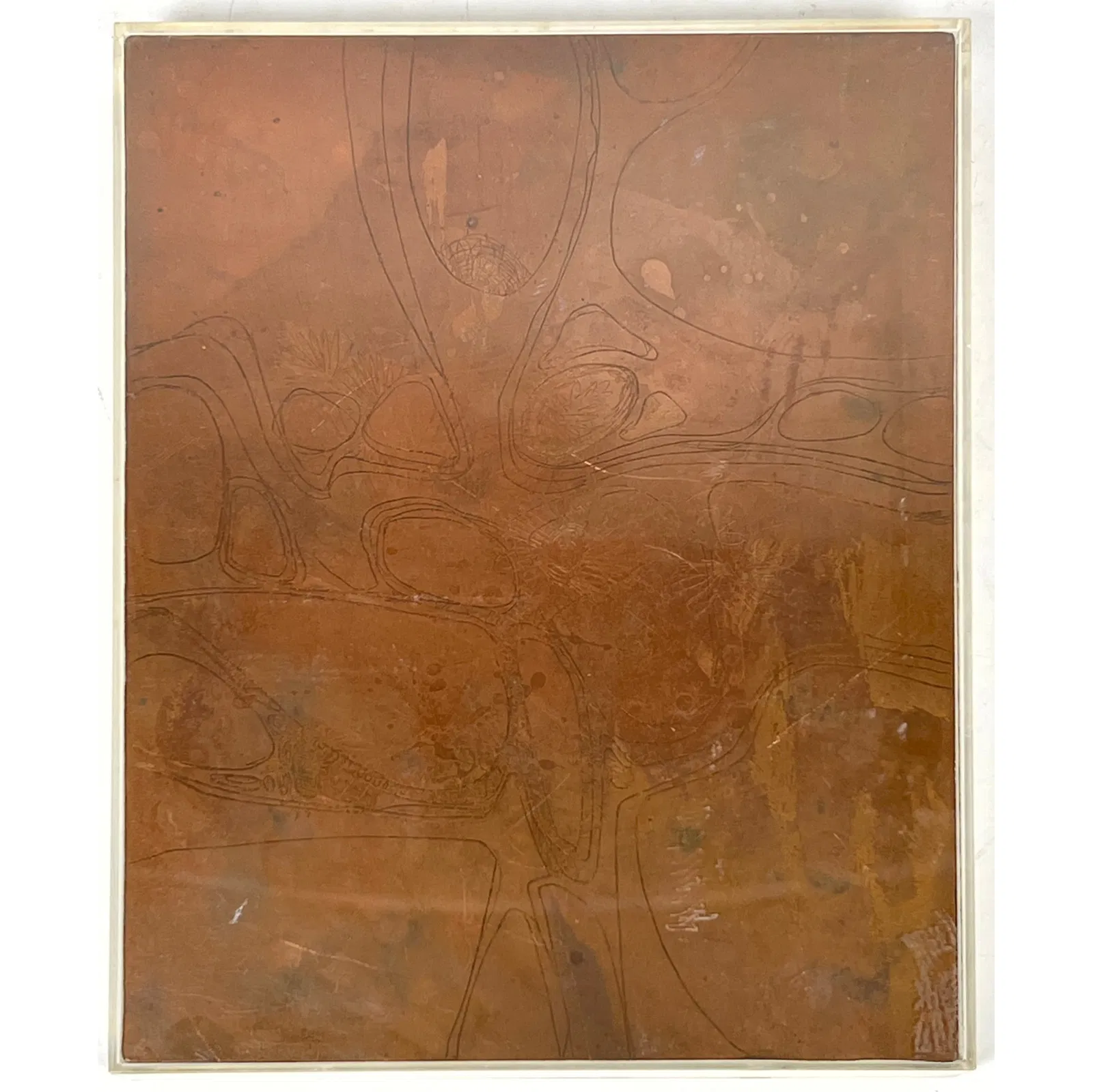 Abstract Acid Etched Copper Plate, Modernist printing design. Unsigned