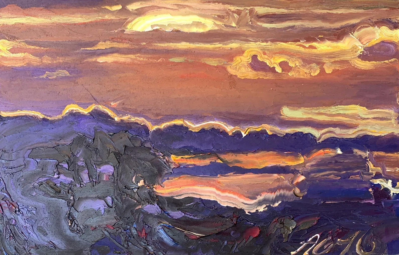 Abstract Oil painting Evening in Poltava Onyshchenko