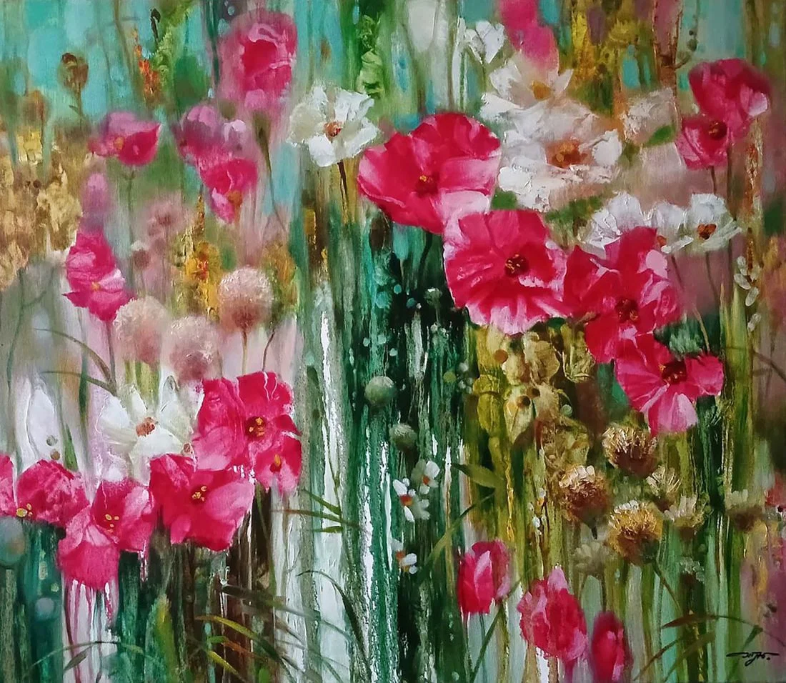 Abstract oil painting Spring flowers Anatoly Tarabanov