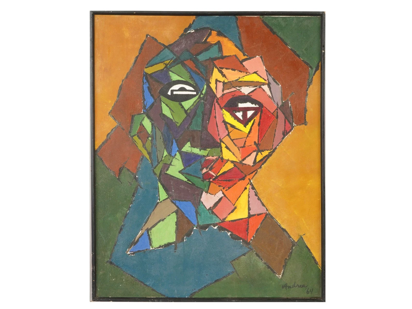 ABSTRACT PORTRAIT OIL PAINTING SIGNED BY THE ARTIST