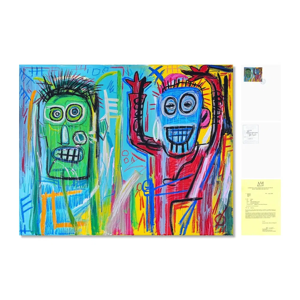 ACRYLIC AND OILSTICK ON CANVAS,IN THE STYLE OF JEAN-MICHEL BASQUIAT (1960-1988)