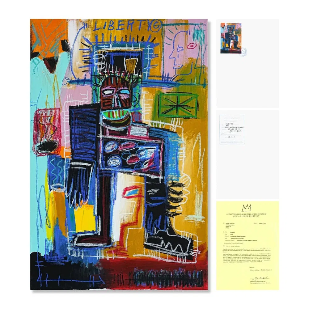 ACRYLIC AND OILSTICK ON CANVAS, IN THE STYLE OF JEAN-MICHEL BASQUIAT (1960-1988)