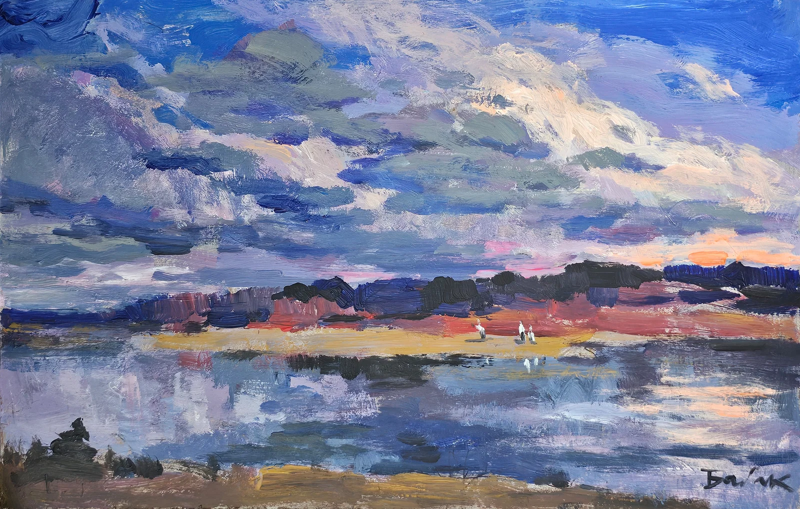 Acrylic painting gloomy evening Vyacheslav Petrovich Babac