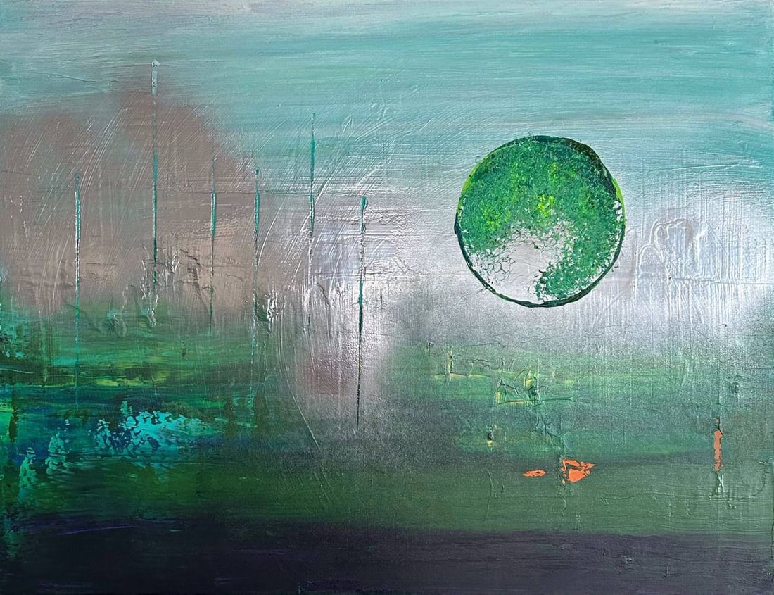 Acrylic painting Mint Moon Olga Melezhik