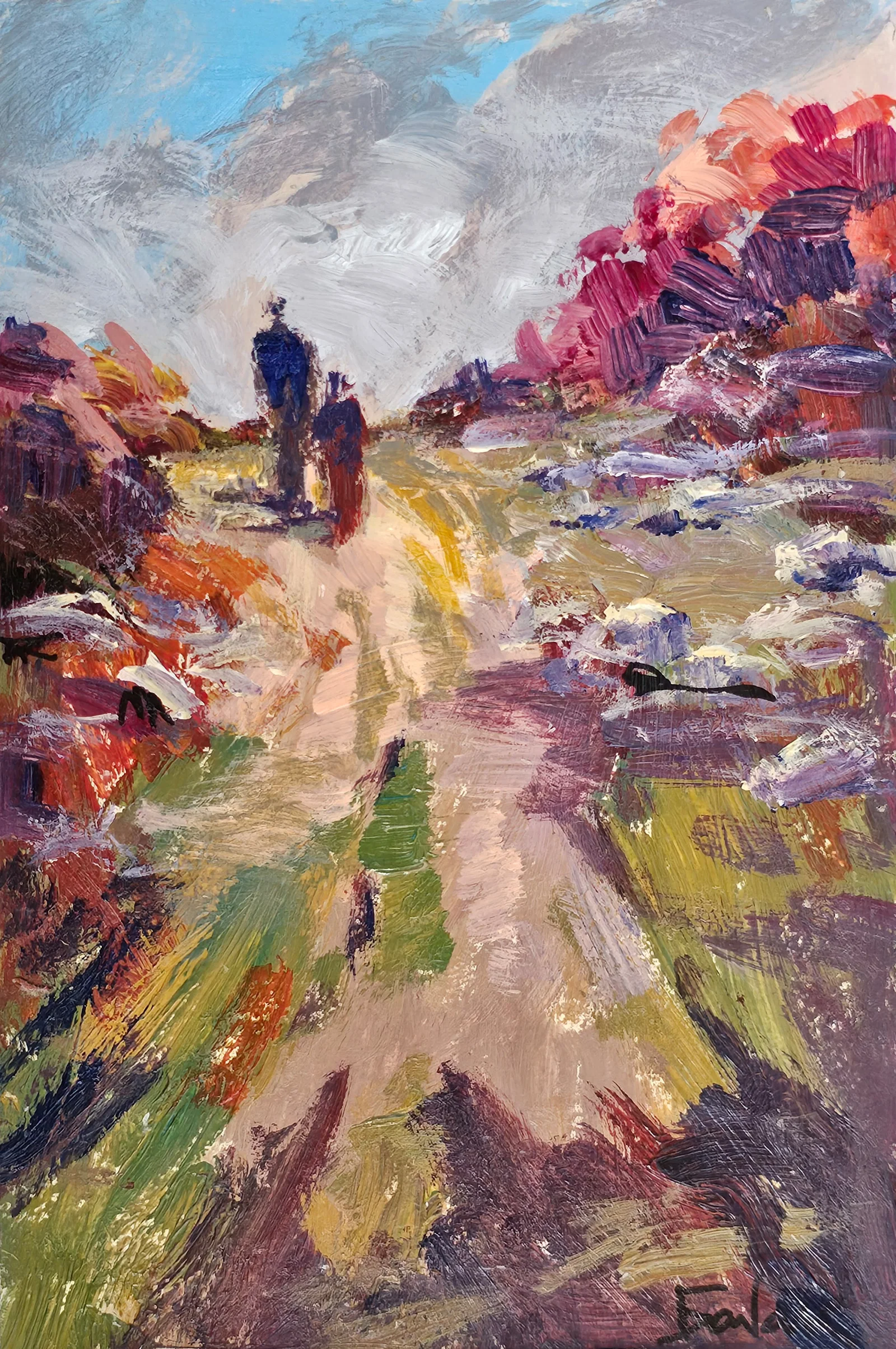 Acrylic painting on the way home Vyacheslav Petrovich Babac