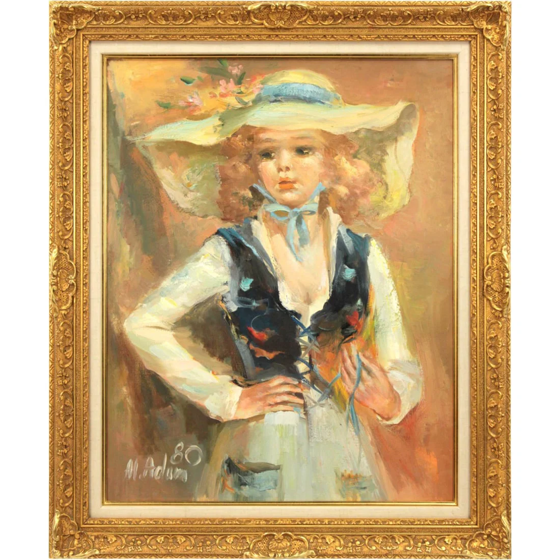 Adamczyk "Girl in a Vest" Oil Painting