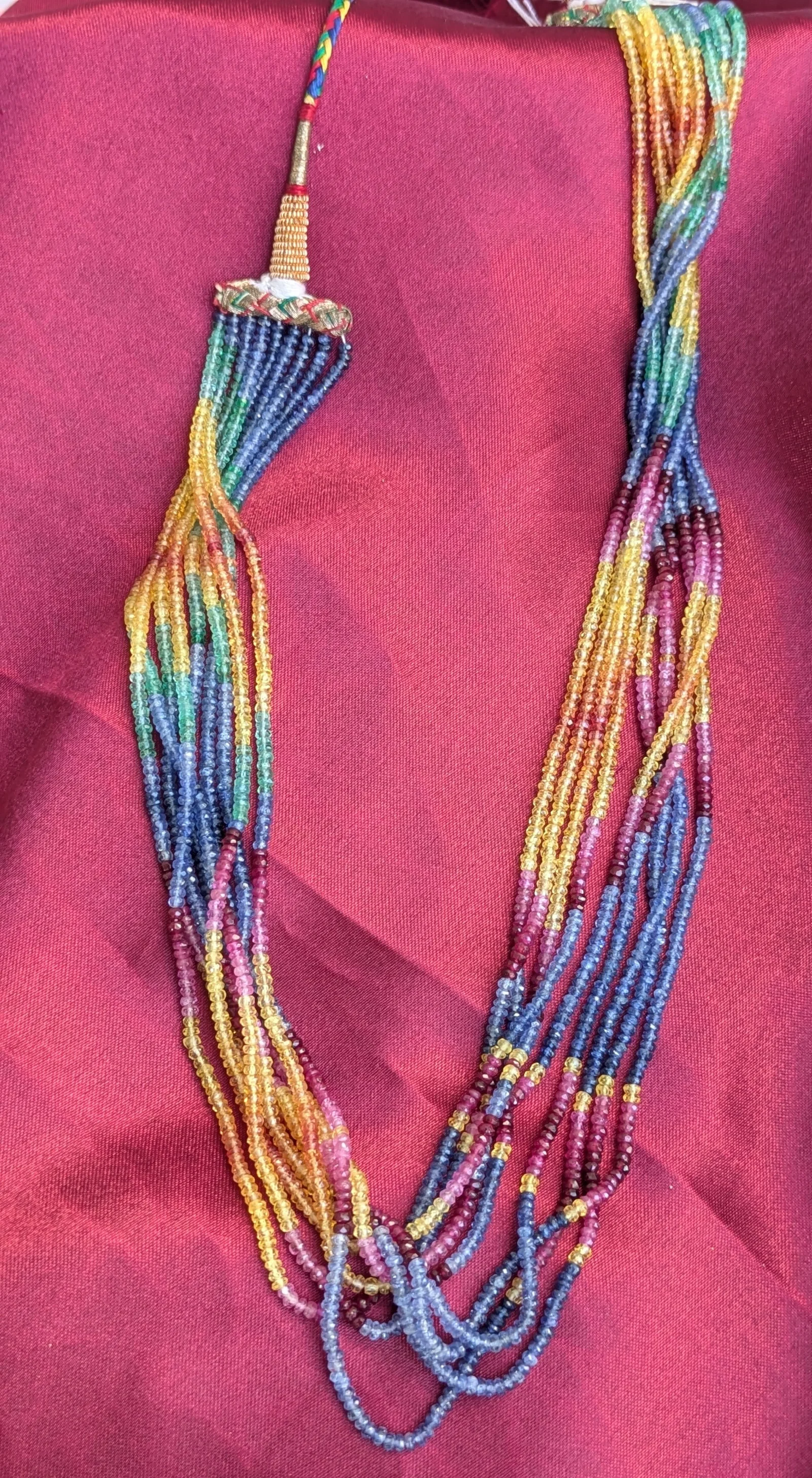 Adjustable Multi Sapphire Bead Necklace