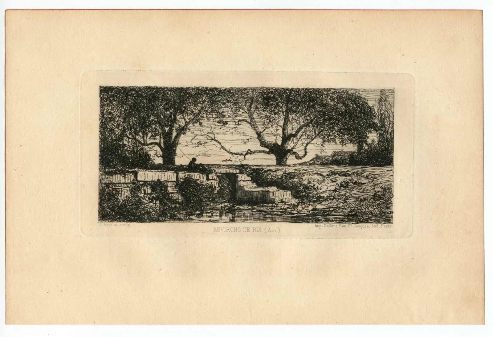 Adolphe Appian "Environs de Rix" original etching