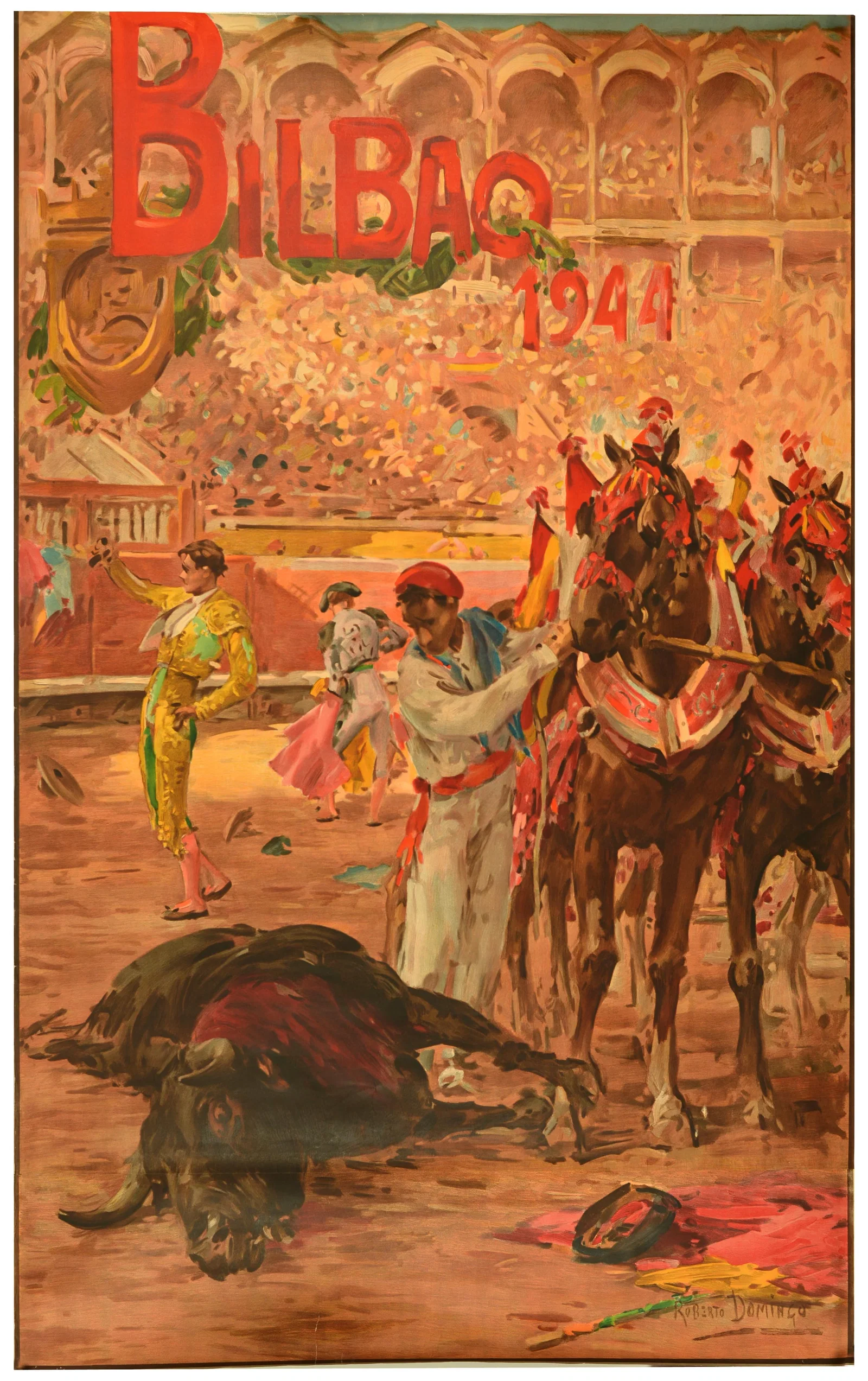 Advertising Poster Bilbao 1944 Bullfighting Roberto Domingo