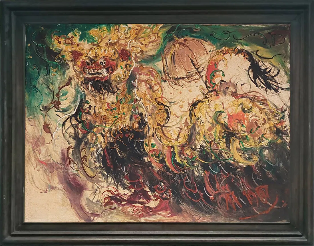 Affandi Barong with Dancer oil on canvas