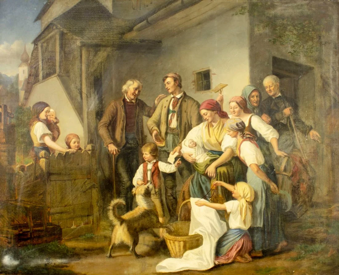 AFTER Carl Hubner (German,1814-1879) oil painting antique