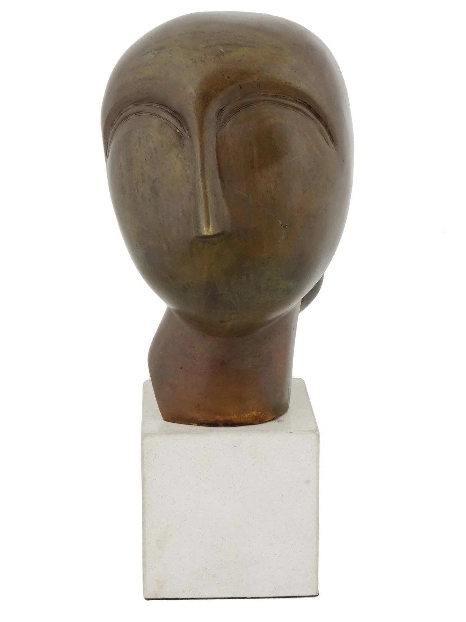 AFTER CONSTANTIN BRANCUSI MODERNIST BRONZE HEAD