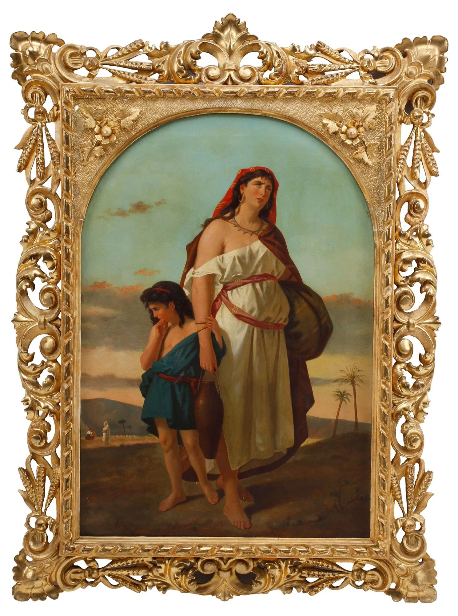 AFTER ENRICO FANFANI (1824-1885) BIBLICAL PAINTING, HAGAR & ISHMAEL