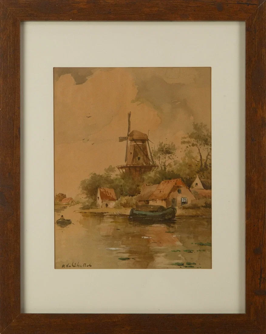 After Frederik Jacobus van Rossum du Chattel ( Dutch, 1856-1917 ) "" Landscape Watercolor