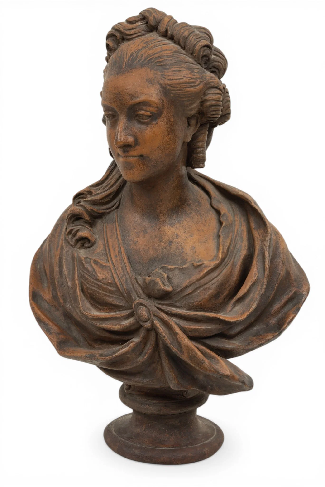After Jean-Baptiste Lemoyne the Younger (French, 1704-1778) Terracotta Bust, 19th C., 'Madame De La