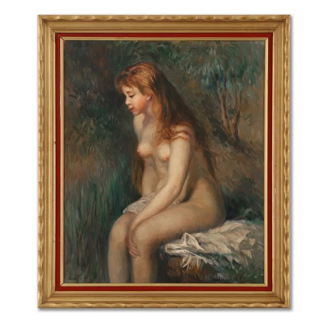 After Pierre-Auguste Renoir (1841?1919) "Seated Bather" Portrait Oil On Canvas