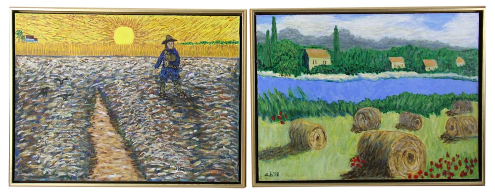 After Van Gogh's "The Sower", and View of Field in Italy