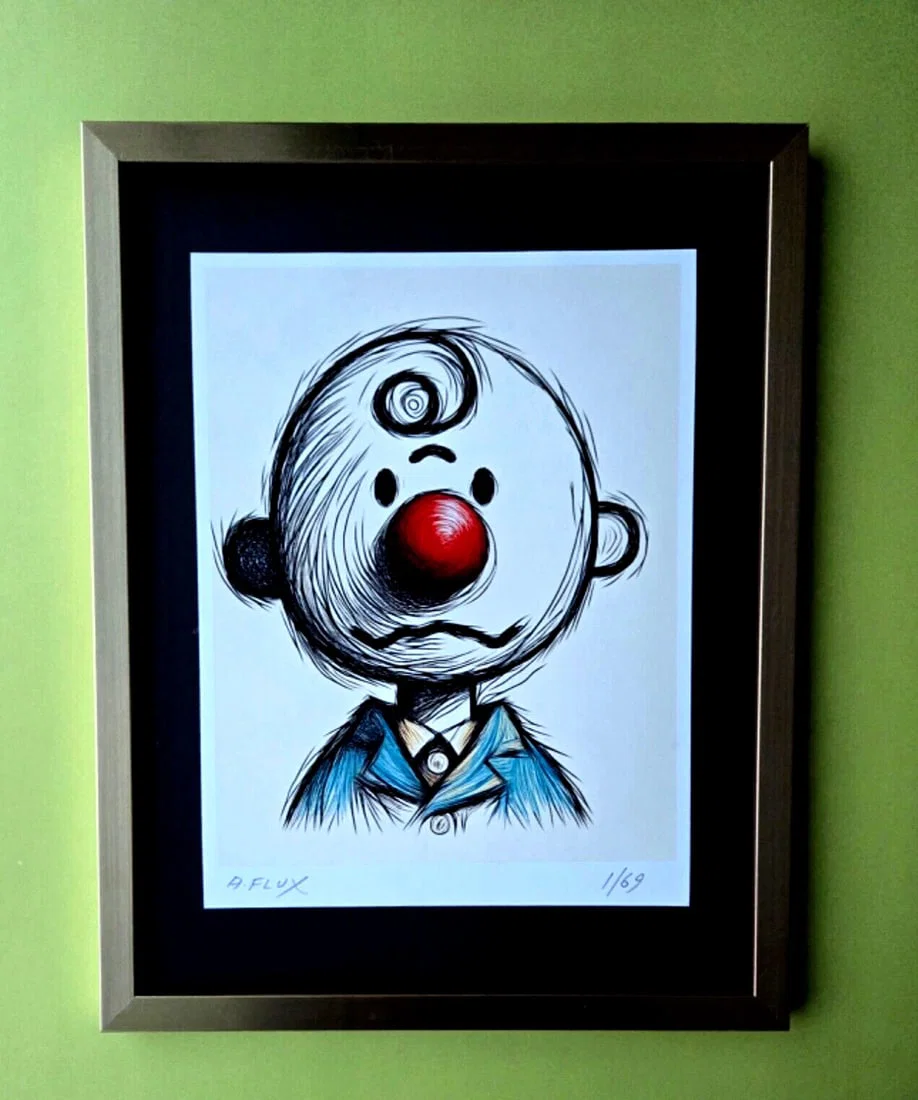 AIDAN FLUX | Hand Signed Original Print Framed | LtdEd of 69 COA | Charlie Brown