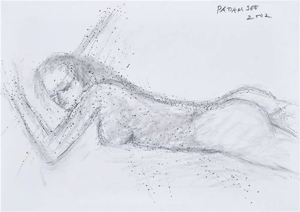 AKBAR PADAMSEE (1928-2020) PENCIL ON PAPER, SIGNED & DATED PADAMSEE 2002, UPPER RIGHT