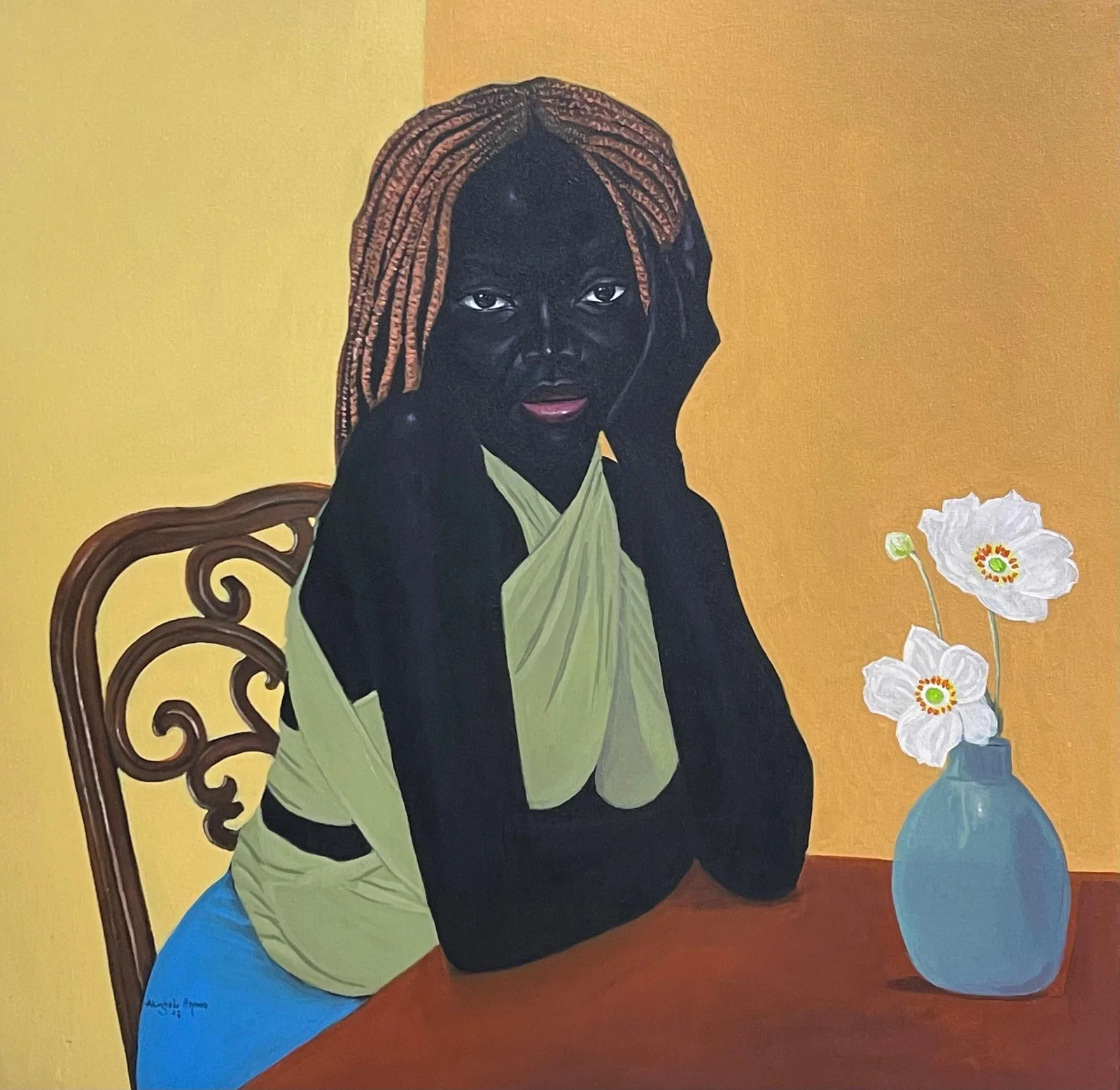 Akingbade Mayowa, Patiently Waiting 2 - 21st Century, Contemporary, Figurative, Black Woman, Love,