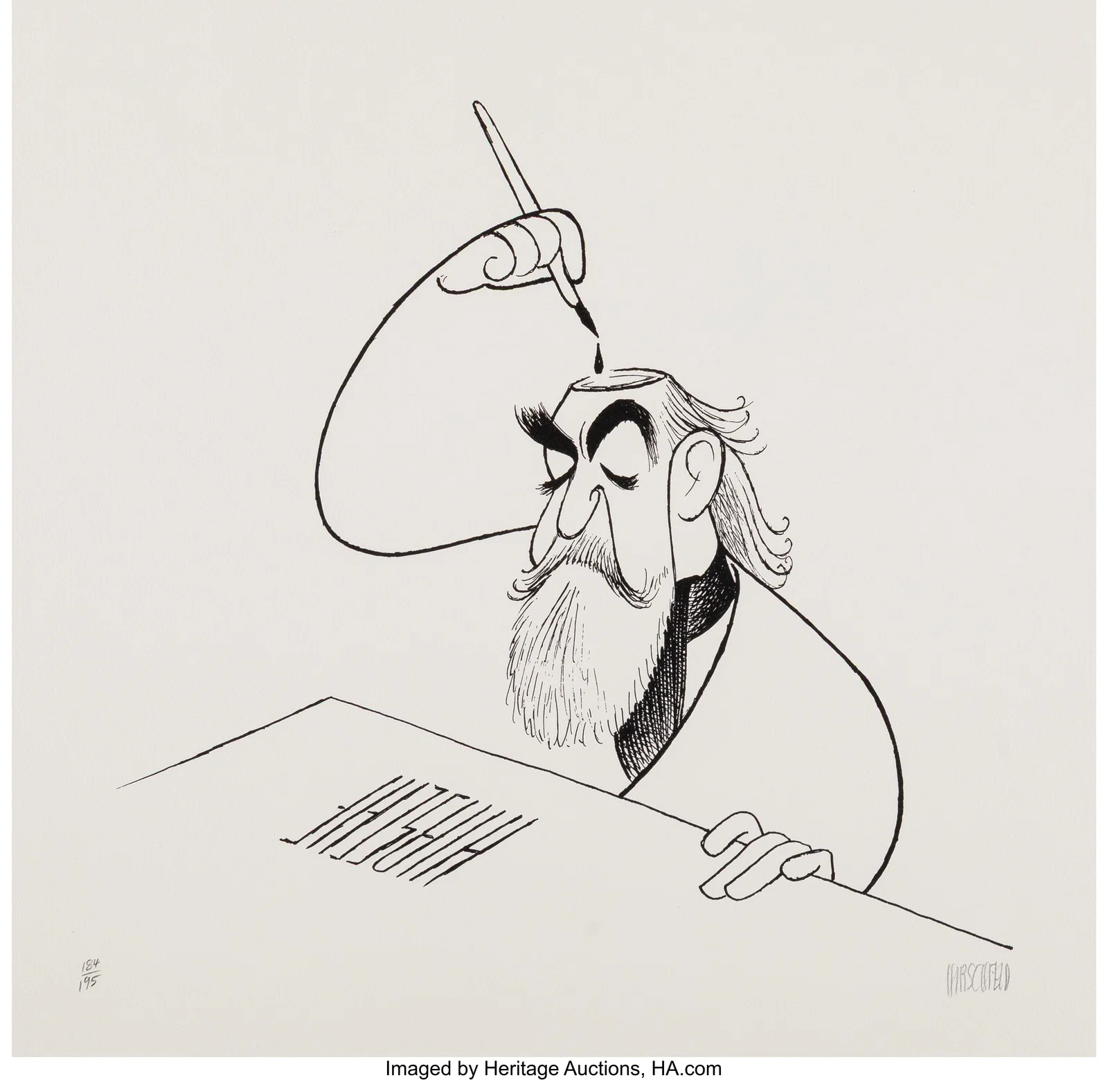 Al Hirschfeld (American, 1903-2003) Inkwell Self