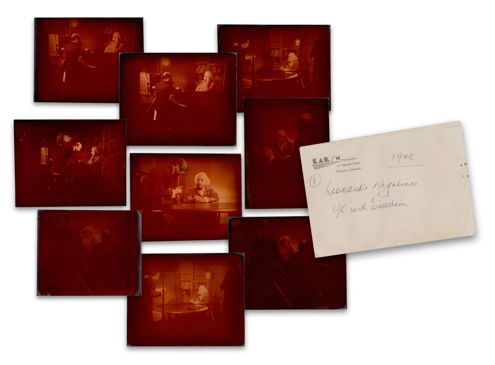 Albert Einstein & Yousuf Karsh (9) Original Prints w/ Negatives From 1948 Sitting, Ex. Karsh Estate