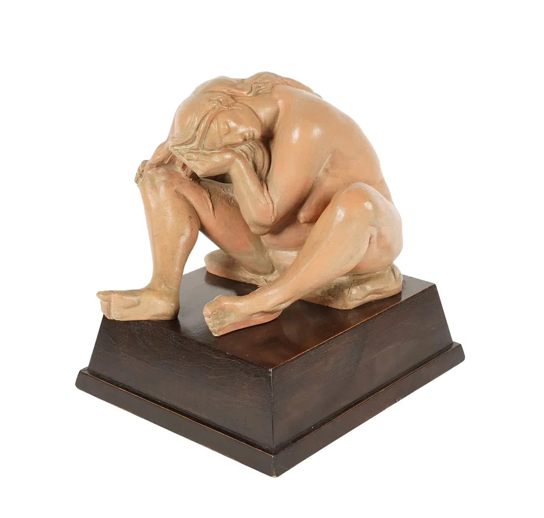 Albert W. Wein (American, 1915–1991) — Seated Female Nude, Terracotta Sculpture