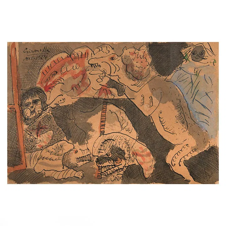 ALBERTO GIRONELLA. Estudio para El obrador de Francisco Lezcano. Firmada y fechada Mex - 1964.