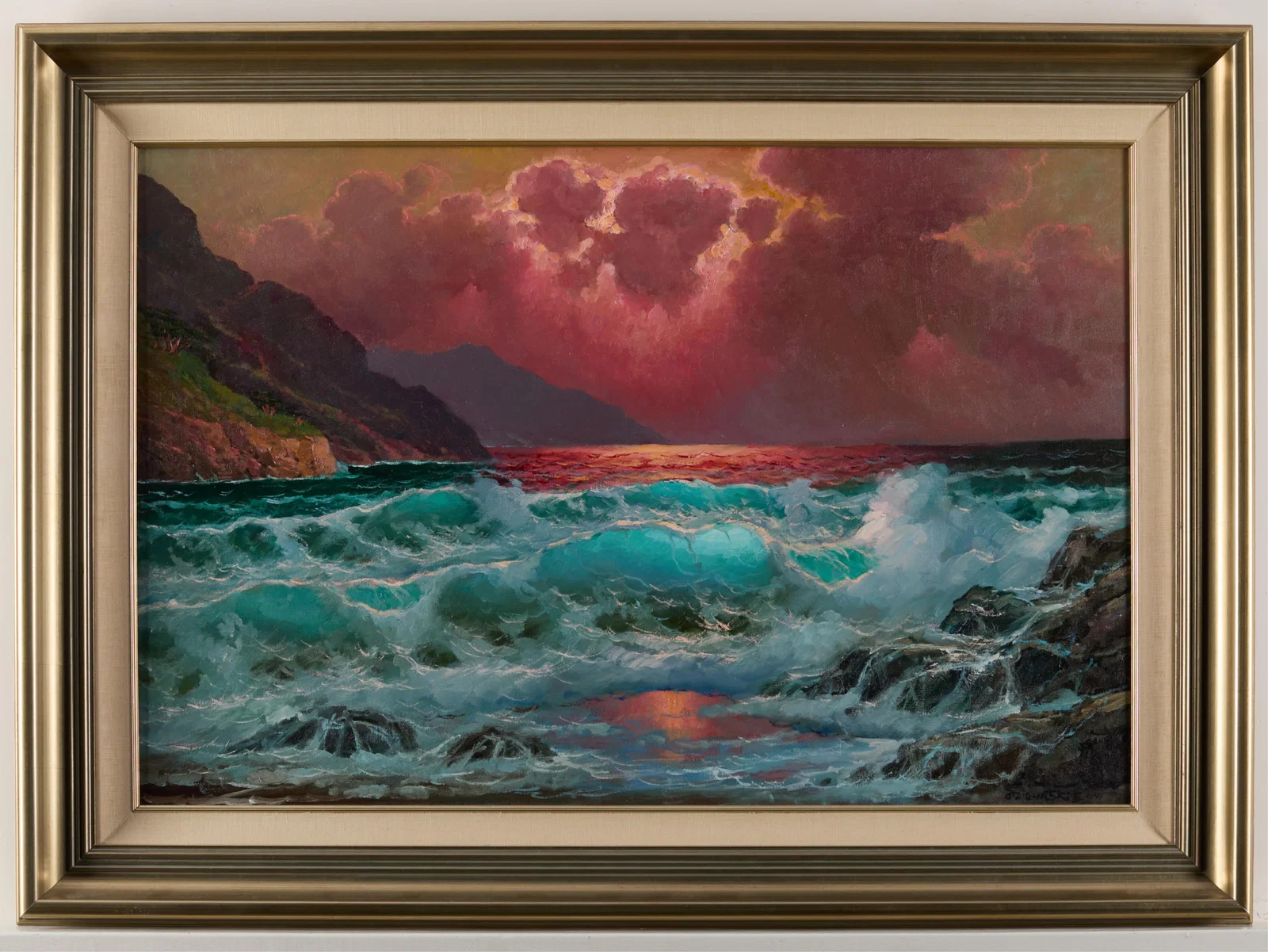 Alex Dzigurski II "Sunset" Seascape Oil Painting