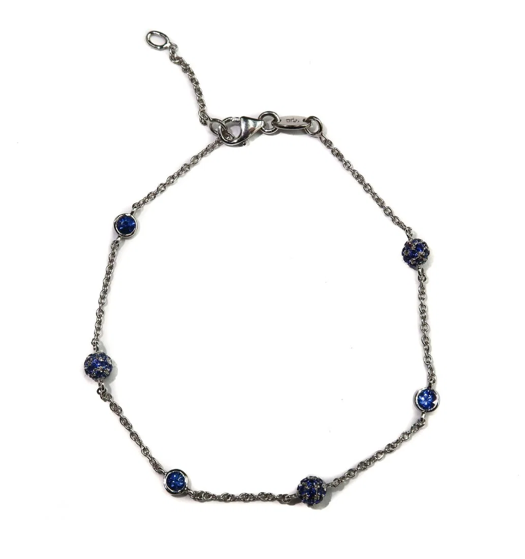 Alex Jona Italian Blue Sapphire 18k White Gold Bracelet