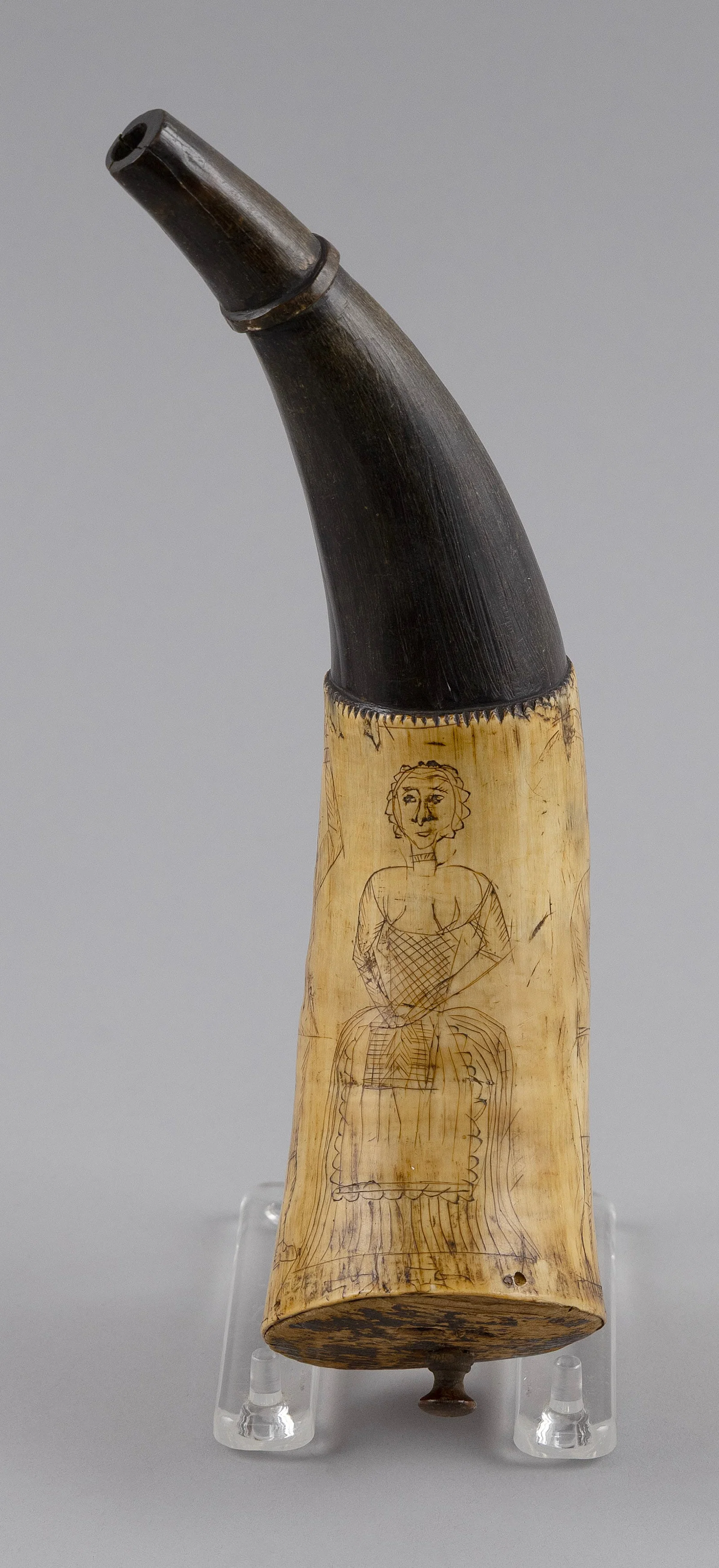 ALEXANDER COLHOUN ENGRAVED POWDER HORN Dated 1778 Length 9.5".