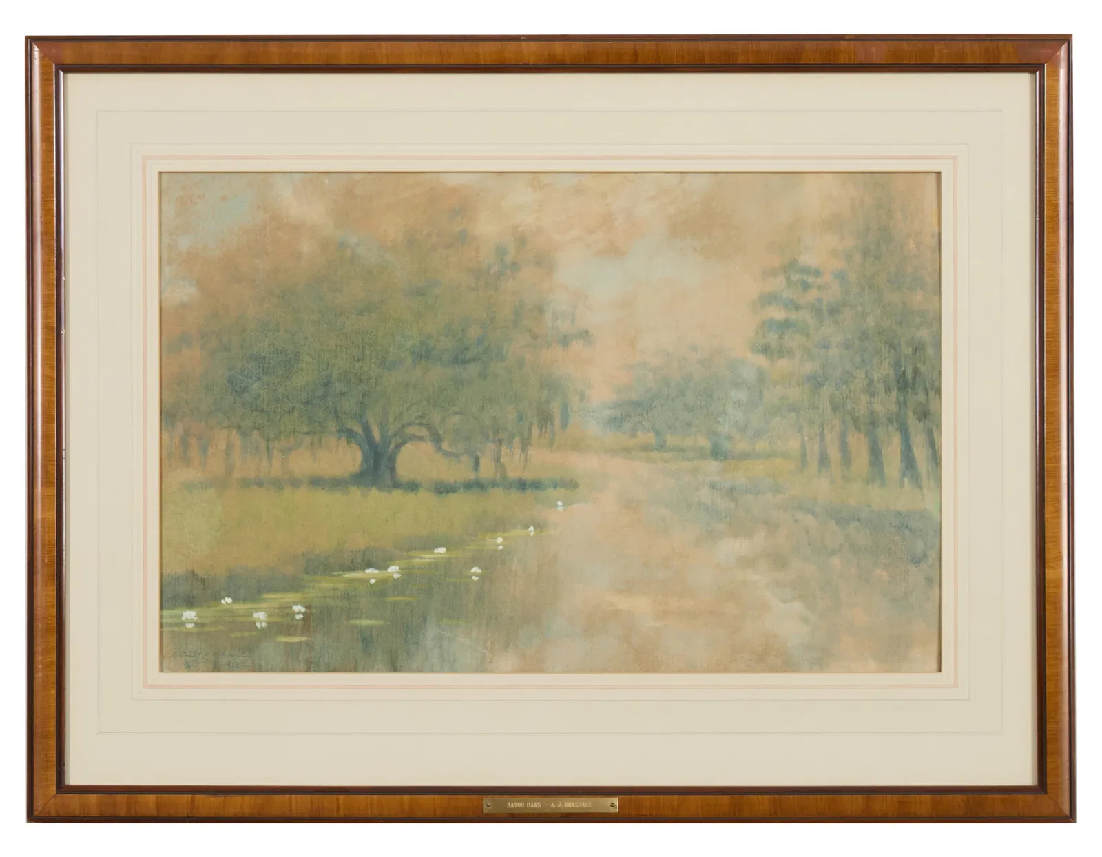 Alexander John Drysdale (American/Louisiana, 1870-1934), "Bayou Oaks and Waterlilies on the Bayou,"