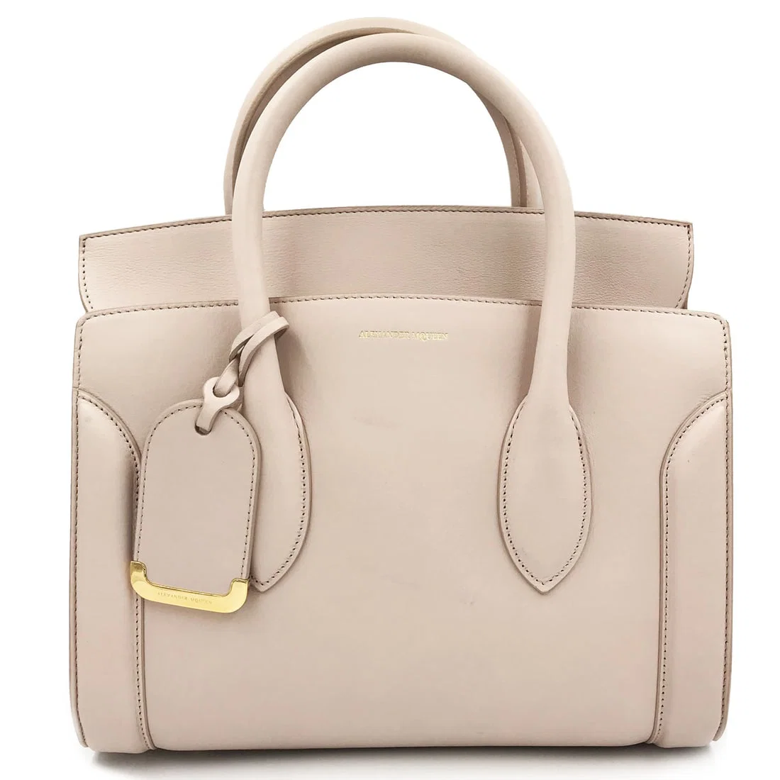 Alexander McQueen Heroine 30 Nude Leather Tote with Adjustable Strap