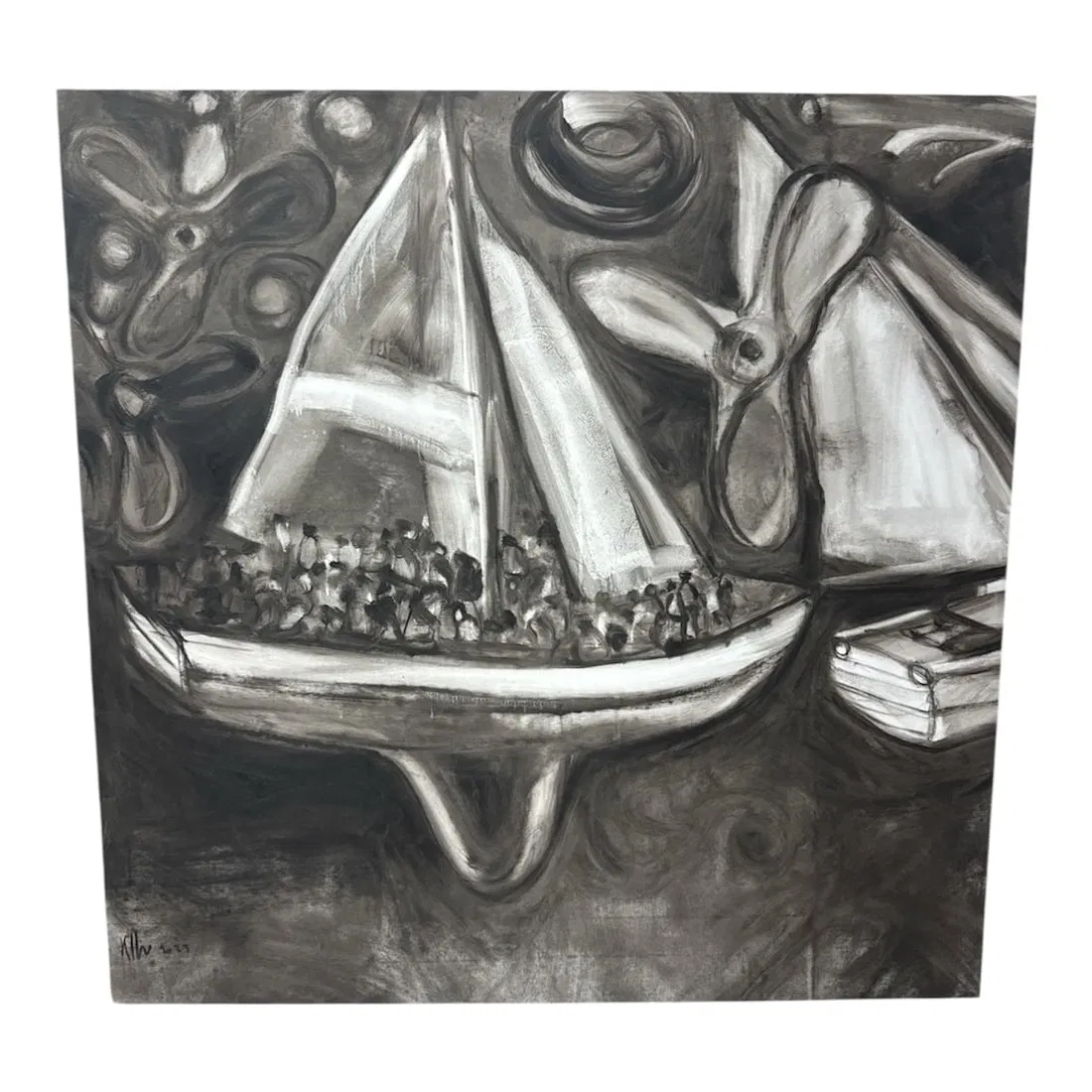 Alexis Leyva Machado (Kcho) (Cuba, B.1970) Oil on Canvas